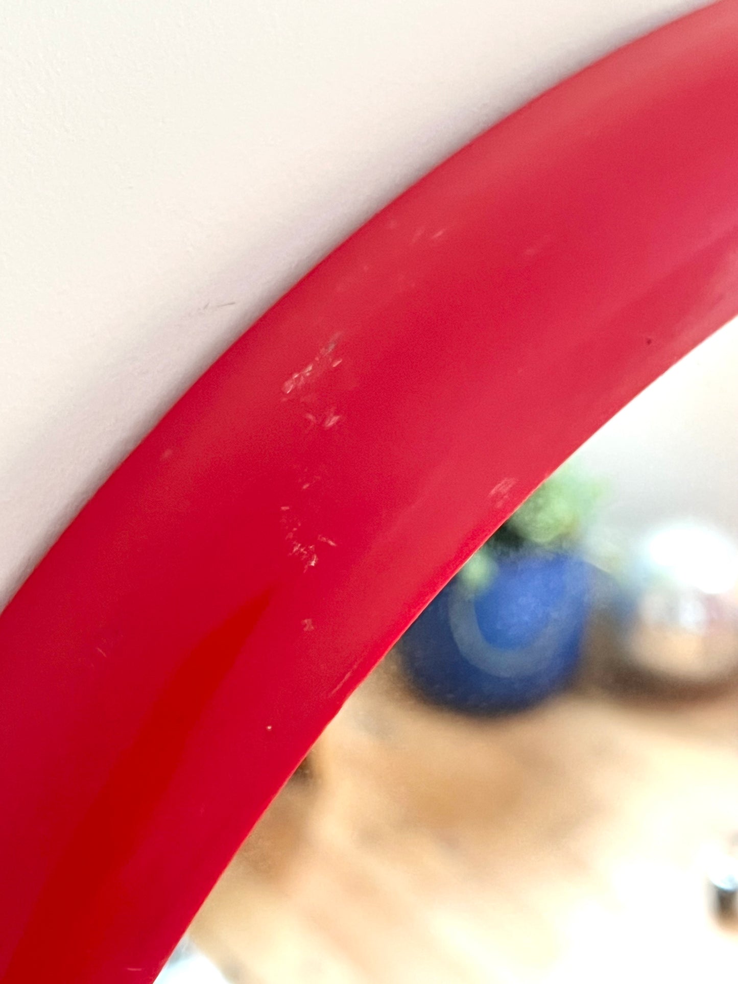 Mid Century Space Age Red Plastic Mirror