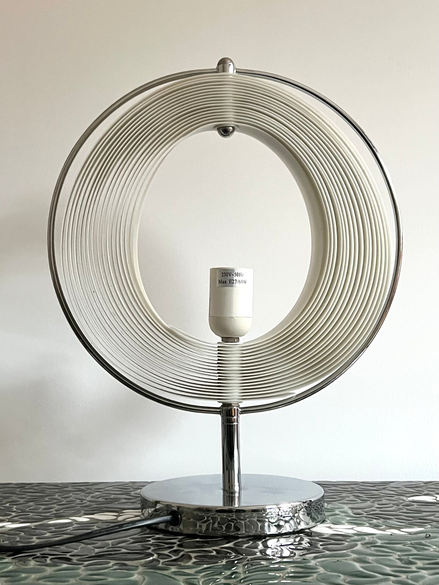 Mid Century White & Silver Moon lamp By Kare Design