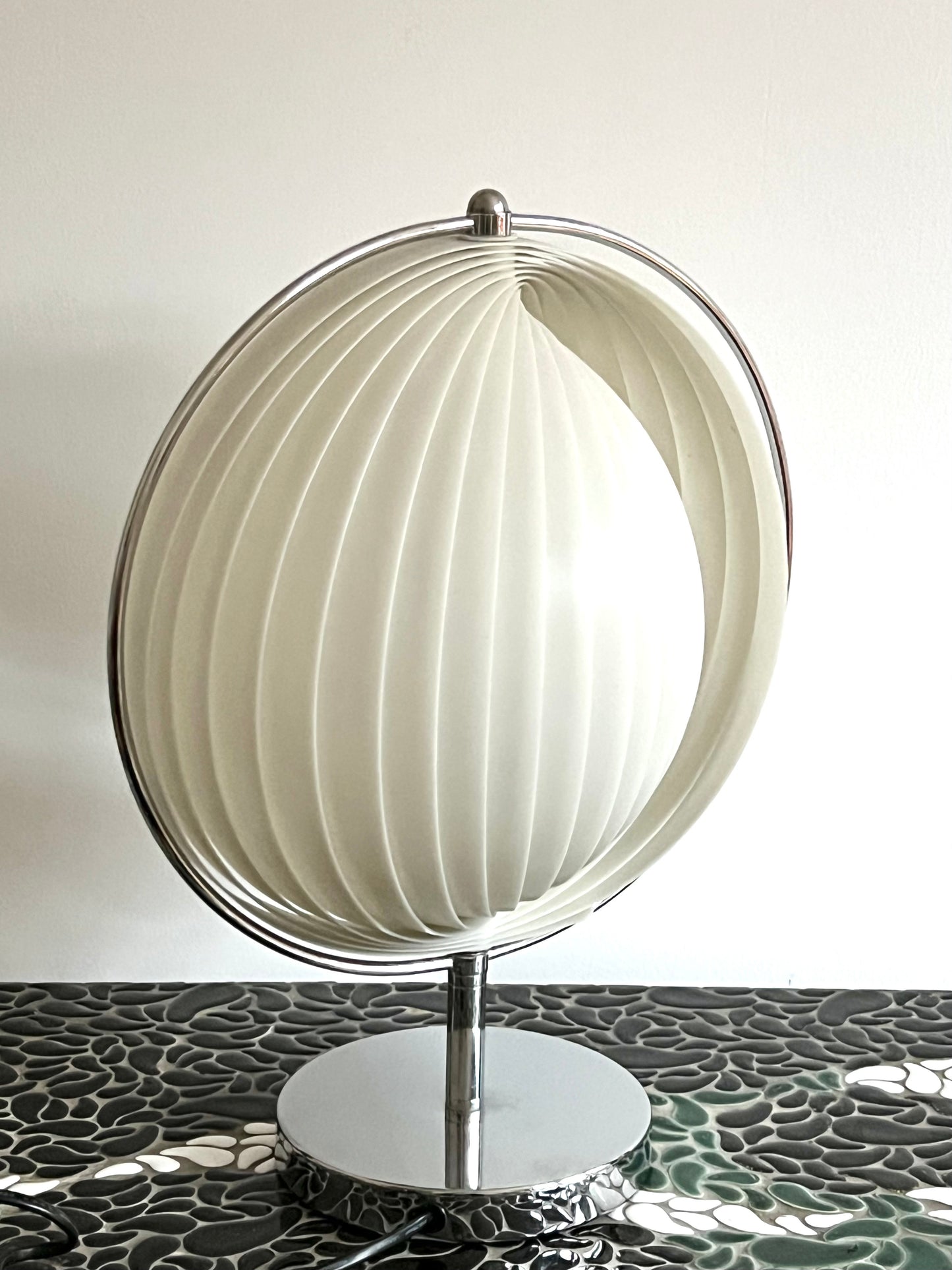 Mid Century White & Silver Moon lamp By Kare Design