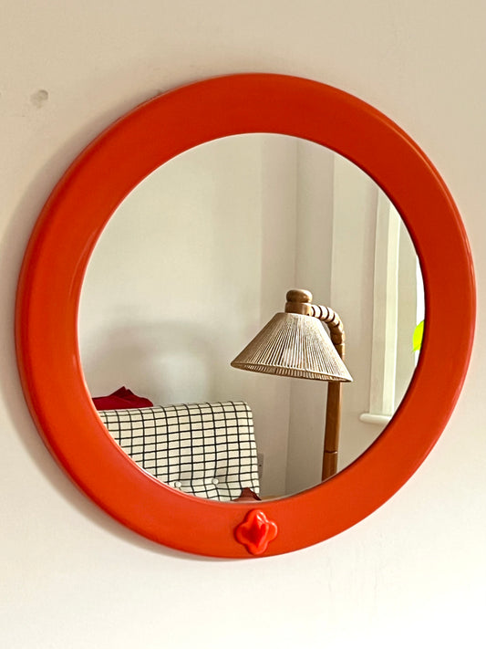 Mid Century Space Age Orange Plastic Mirror