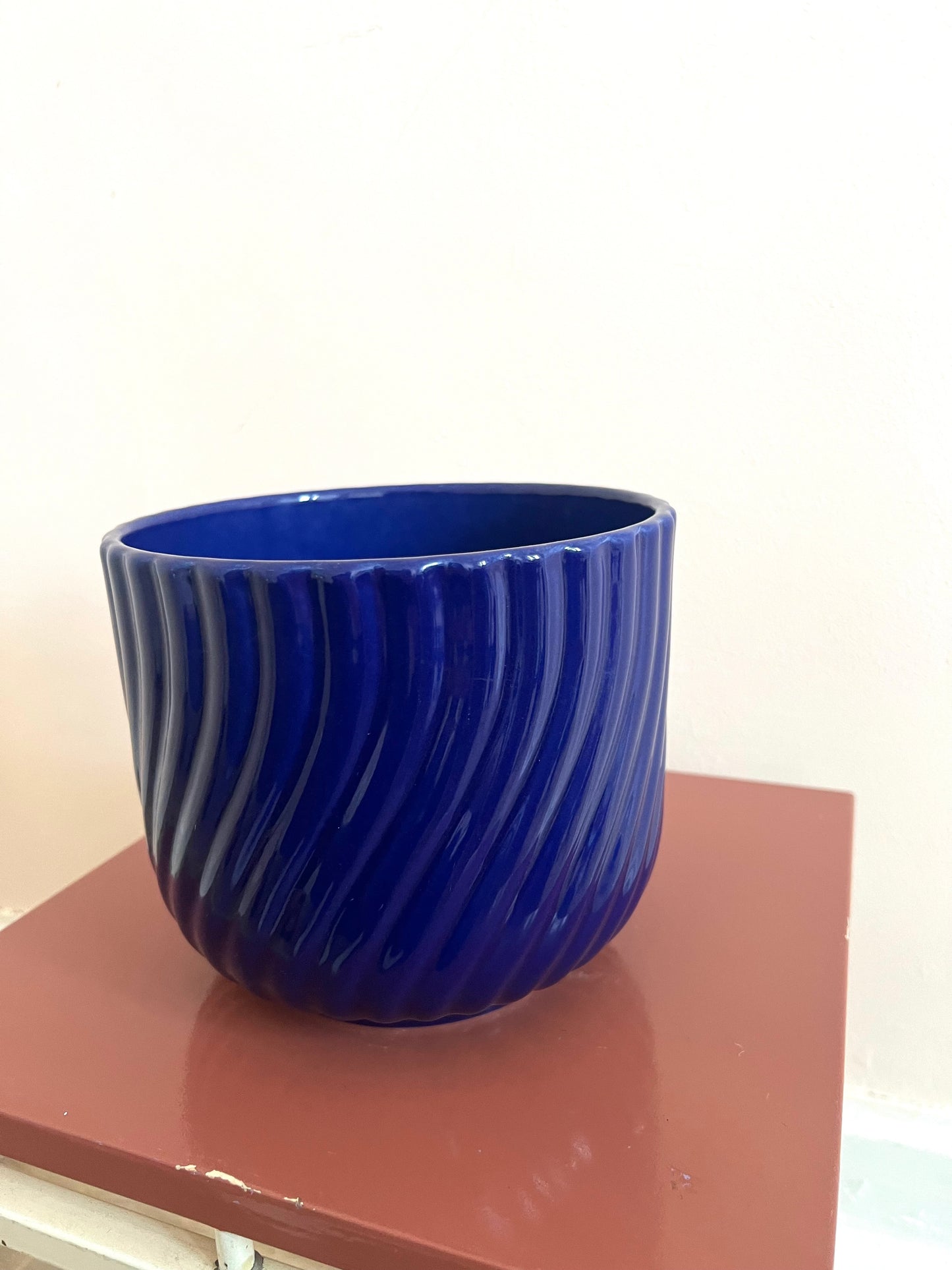 Mid Century Blue West German Style Plant Pot