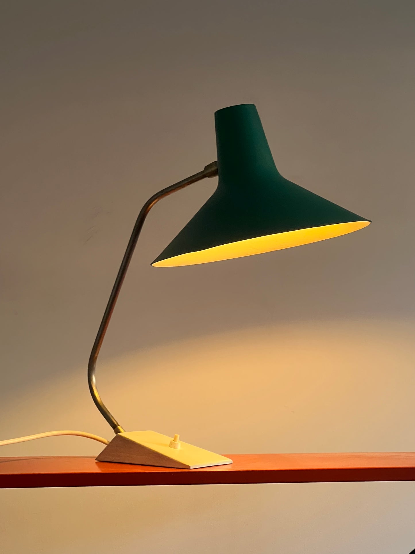 Mid Century Turquoise & White Table Lamp By SIS