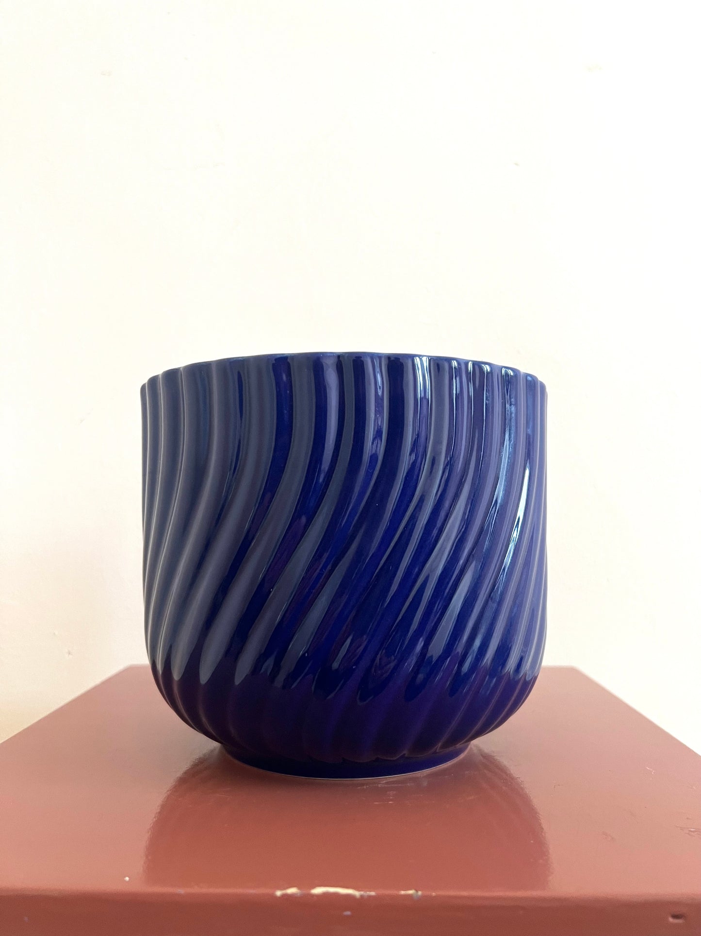 Mid Century Blue West German Style Plant Pot