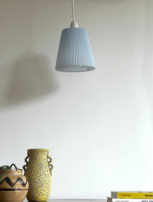 Vintage Mid Century Blue Moulded Plastic Pendant Lampshade
