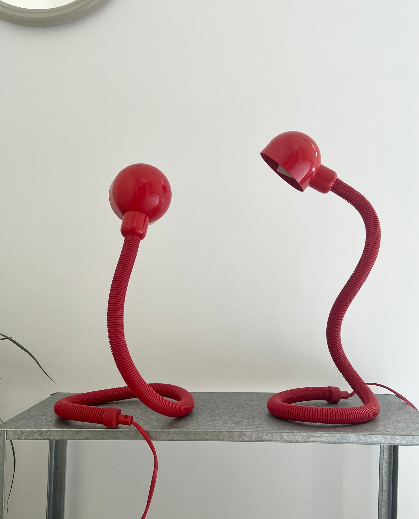 Mid Century Pair of Snake Table Lamps
