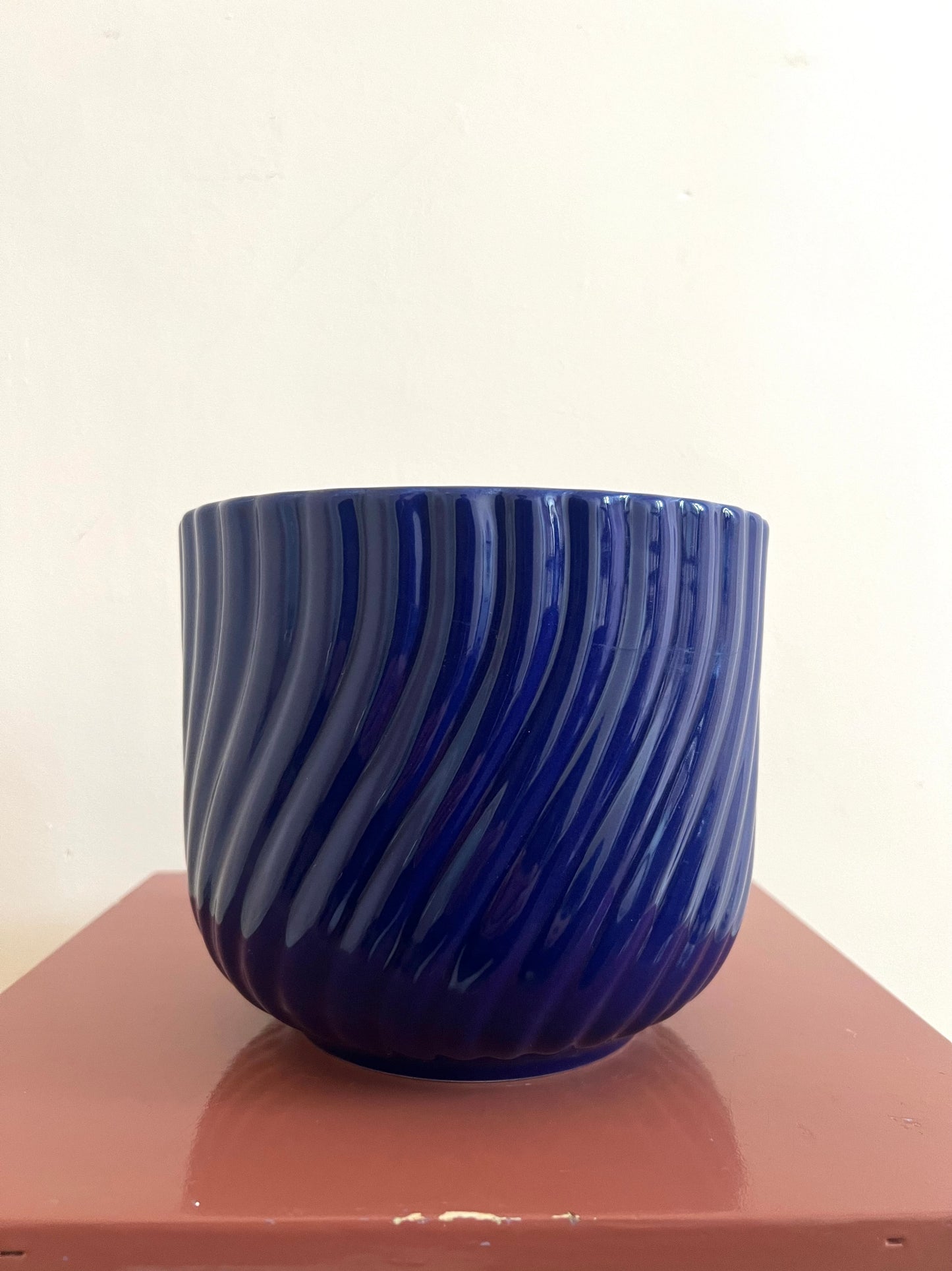 Mid Century Blue West German Style Plant Pot