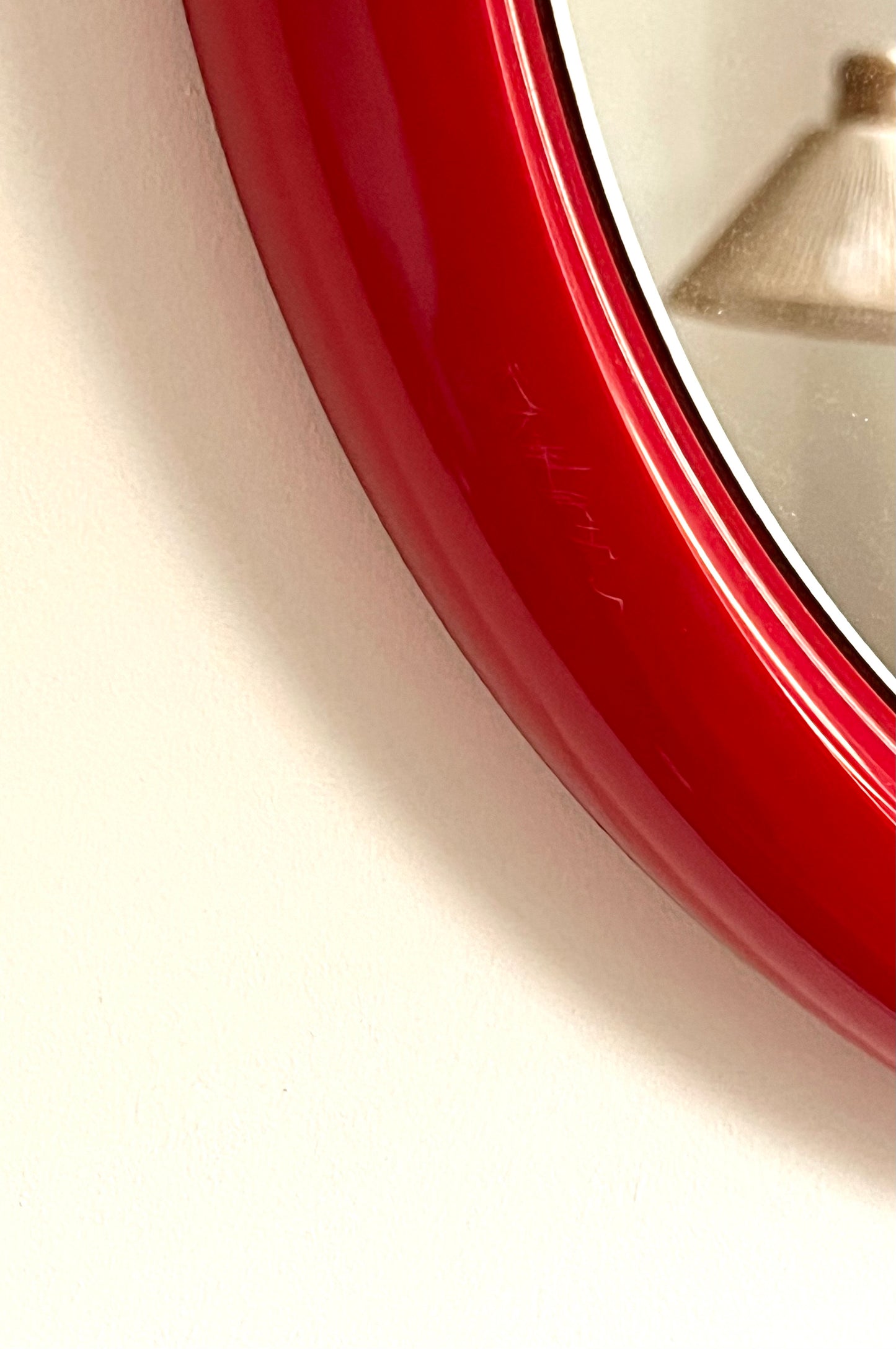 Mid Century Space Age Red Plastic Mirror