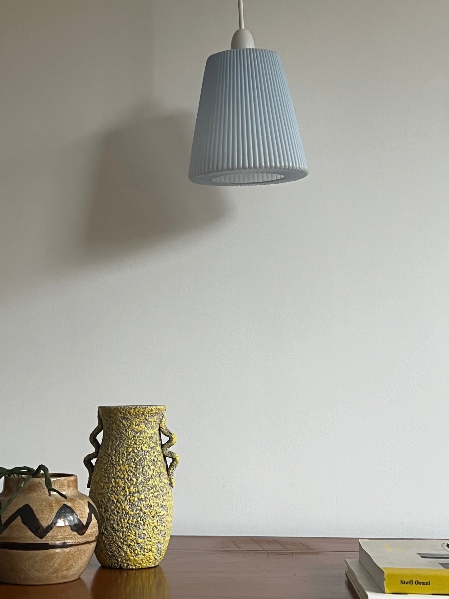 Vintage Mid Century Blue Moulded Plastic Pendant Lampshade