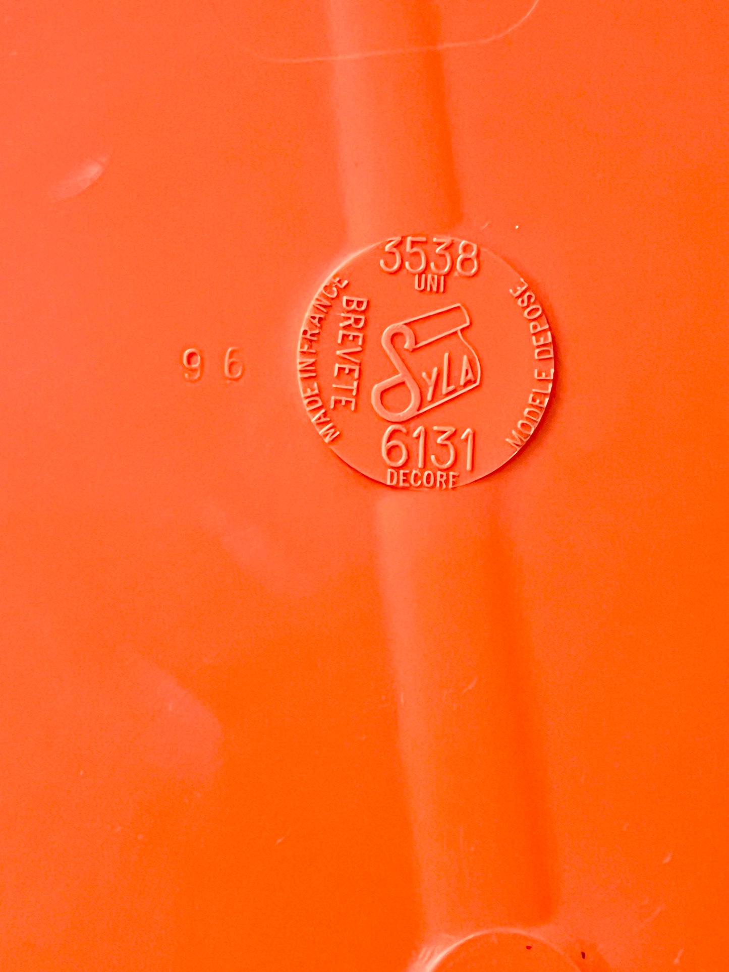 Mid Century Space Age Orange Plastic Mirror