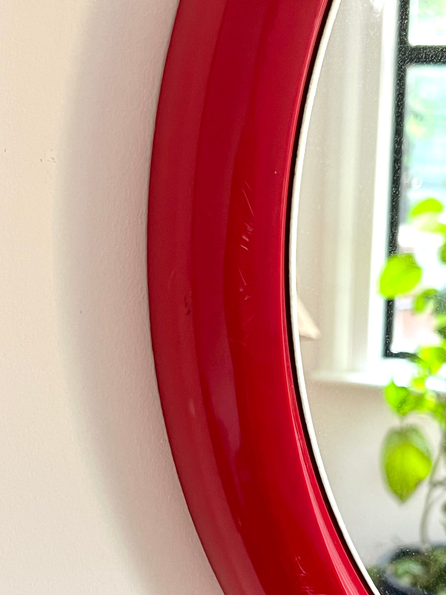 Mid Century Space Age Red Plastic Mirror