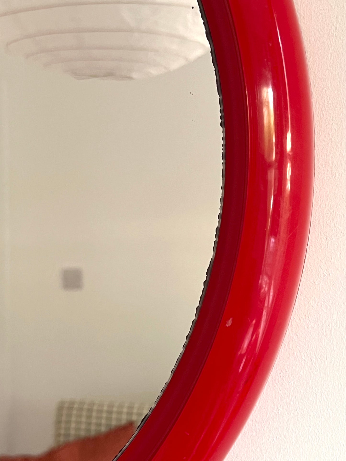 Mid Century Space Age Red Plastic Mirror