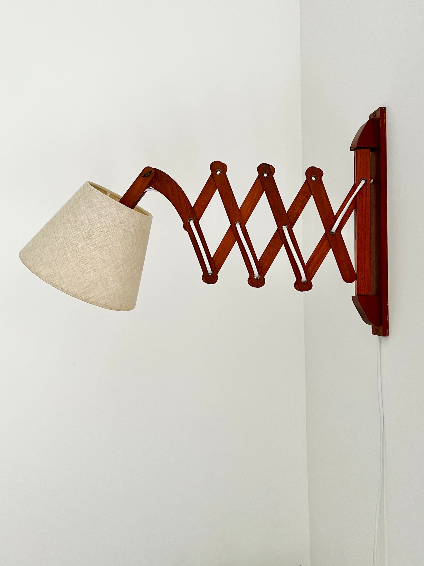 Mid Century Teak Scissor Wall Lamp