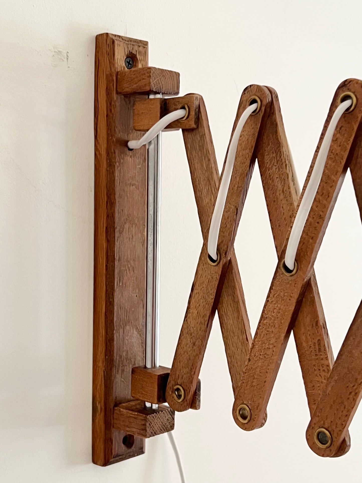 Mid Century Wooden Scissor Wall Lamp
