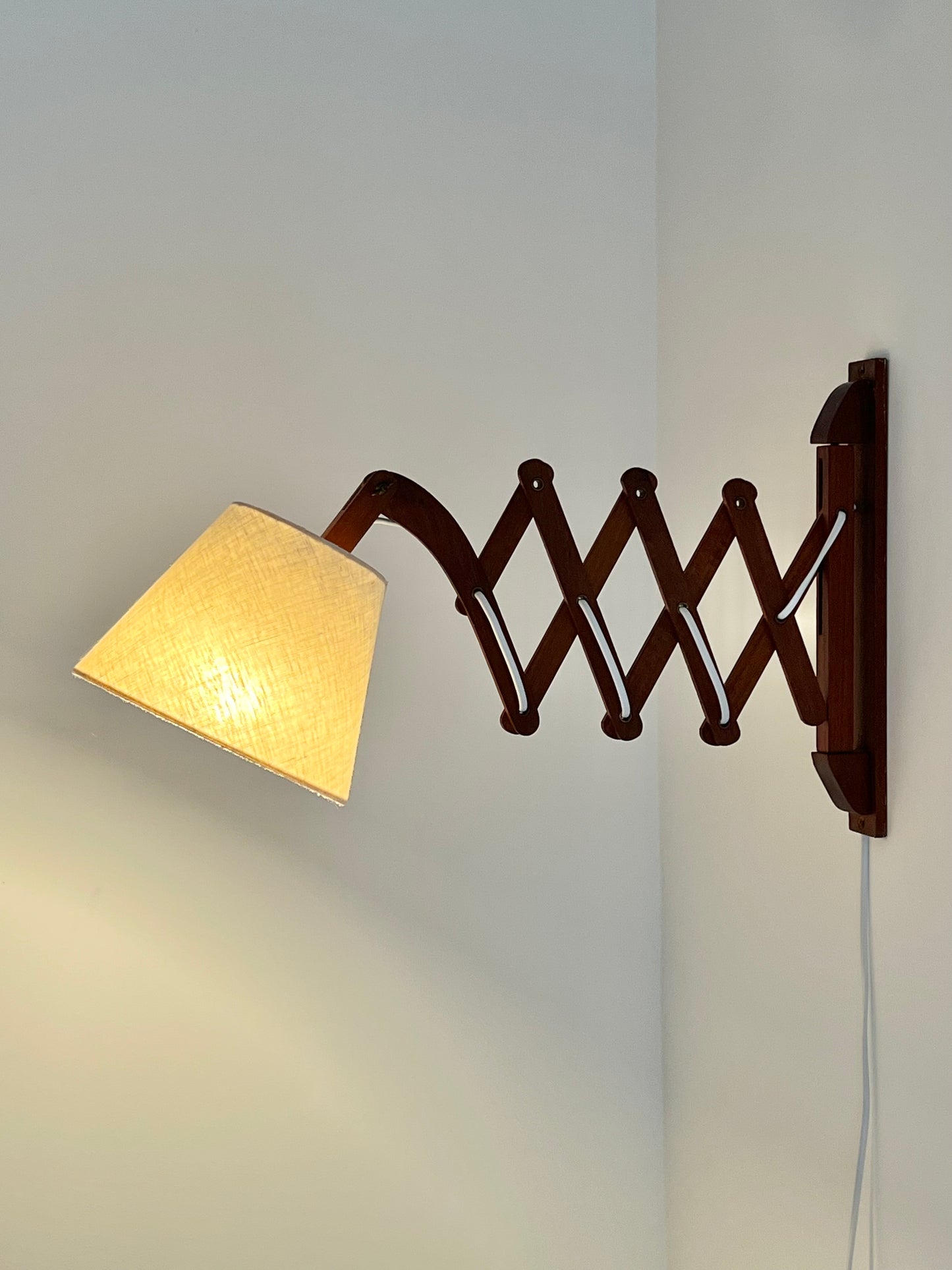 Mid Century Teak Scissor Wall Lamp