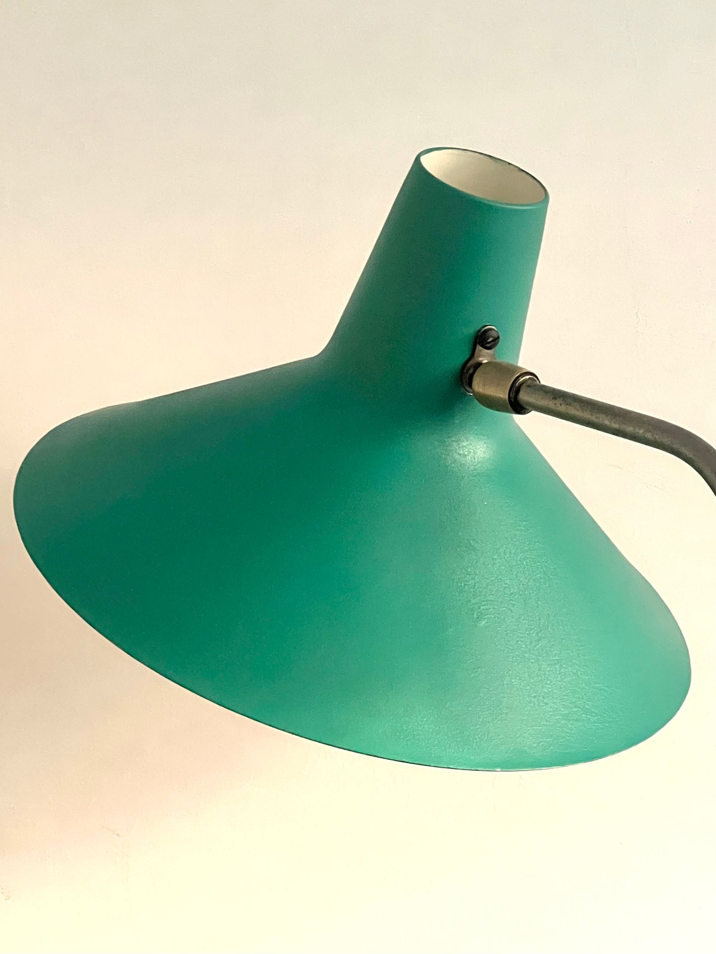 Mid Century Turquoise & White Table Lamp By SIS