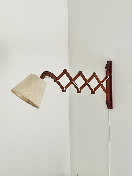 Mid Century Teak Scissor Wall Lamp