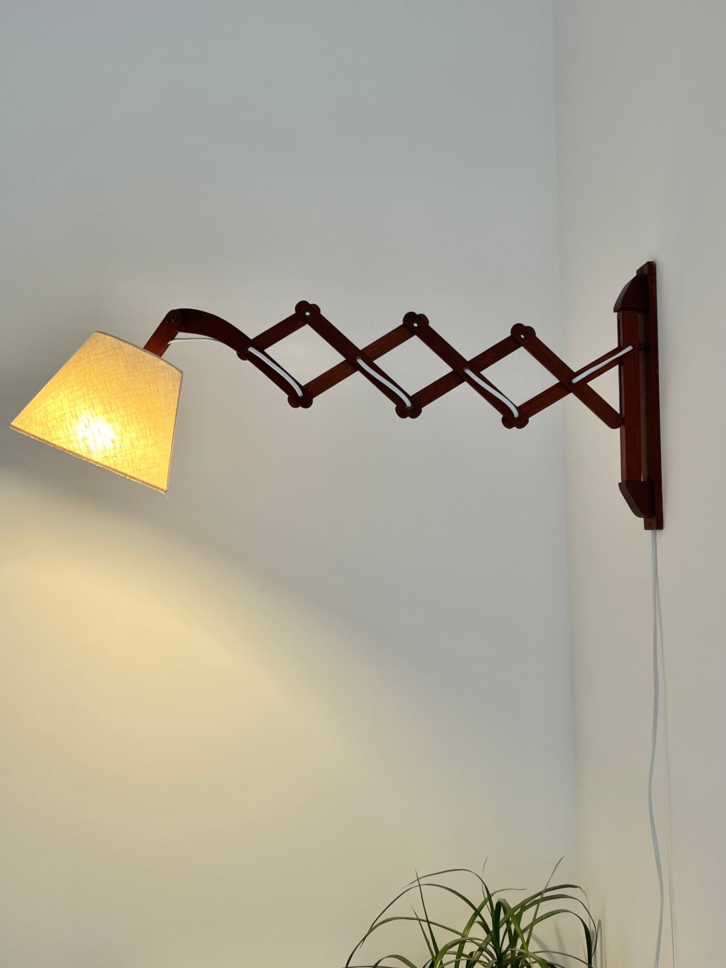 Mid Century Teak Scissor Wall Lamp