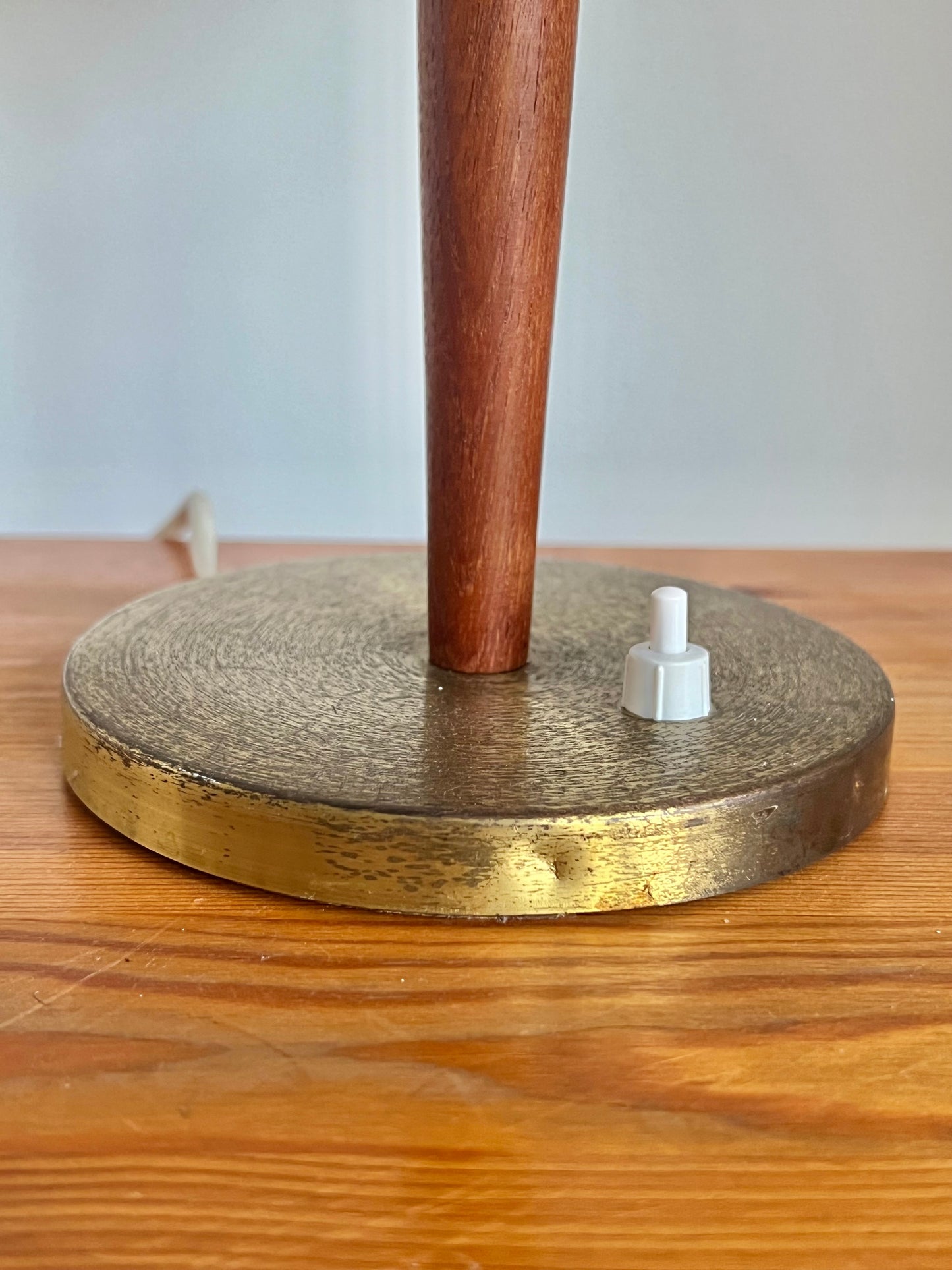 Mid Century Modern Danish Brass & Teak Table Lamp