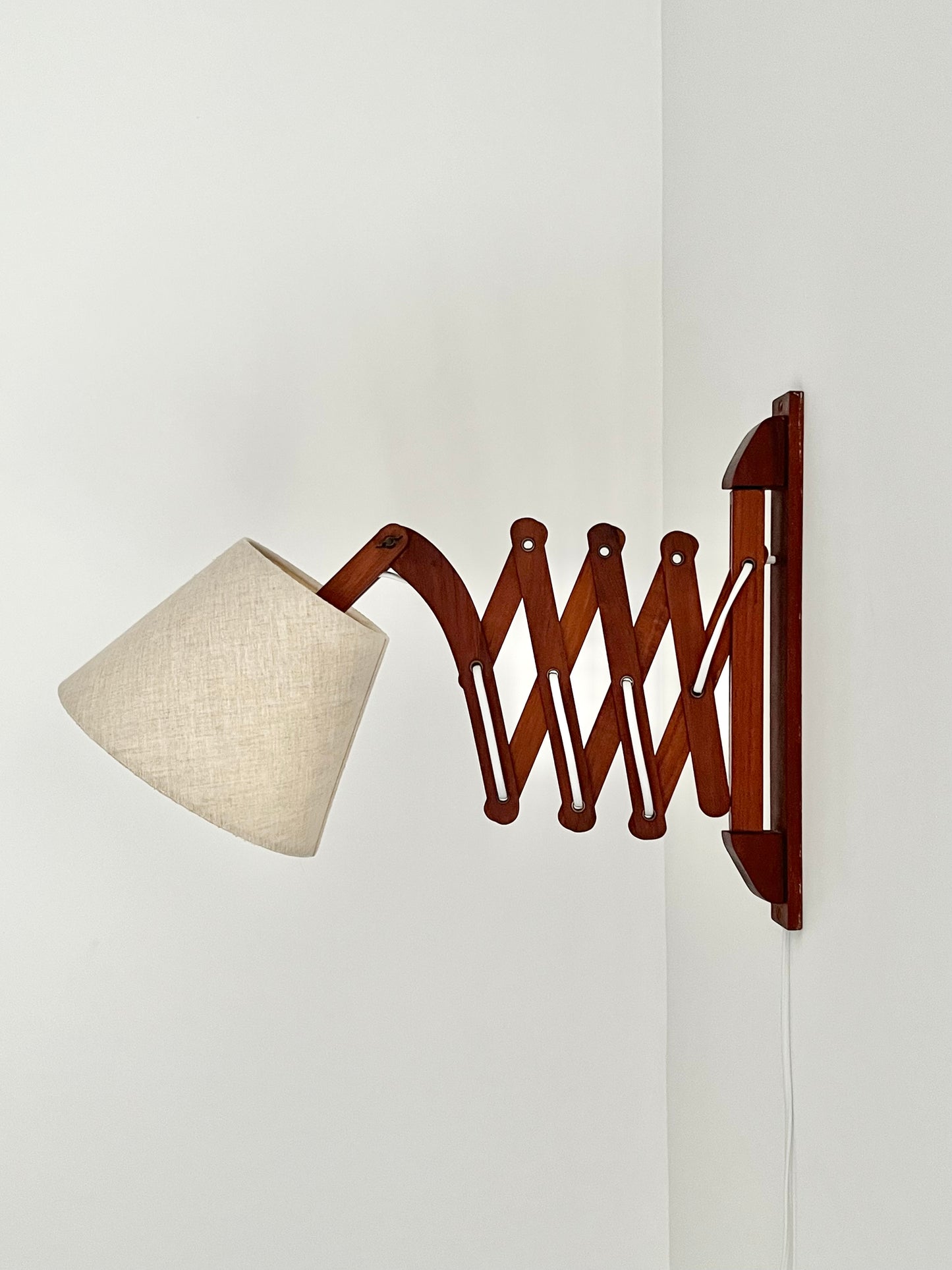 Mid Century Teak Scissor Wall Lamp