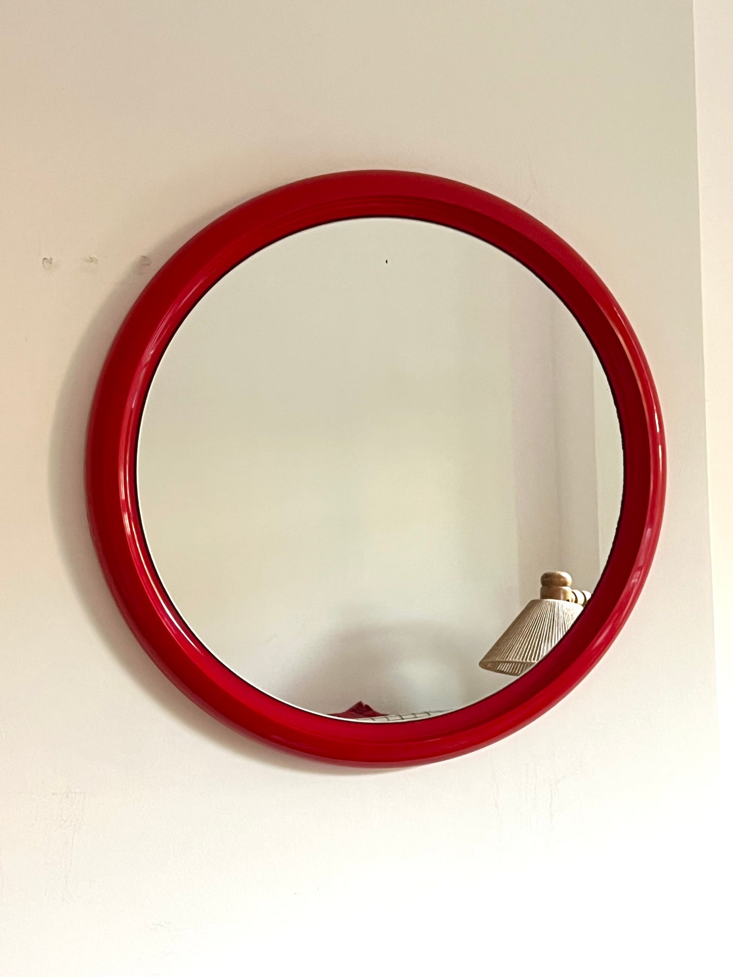 Mid Century Space Age Red Plastic Mirror