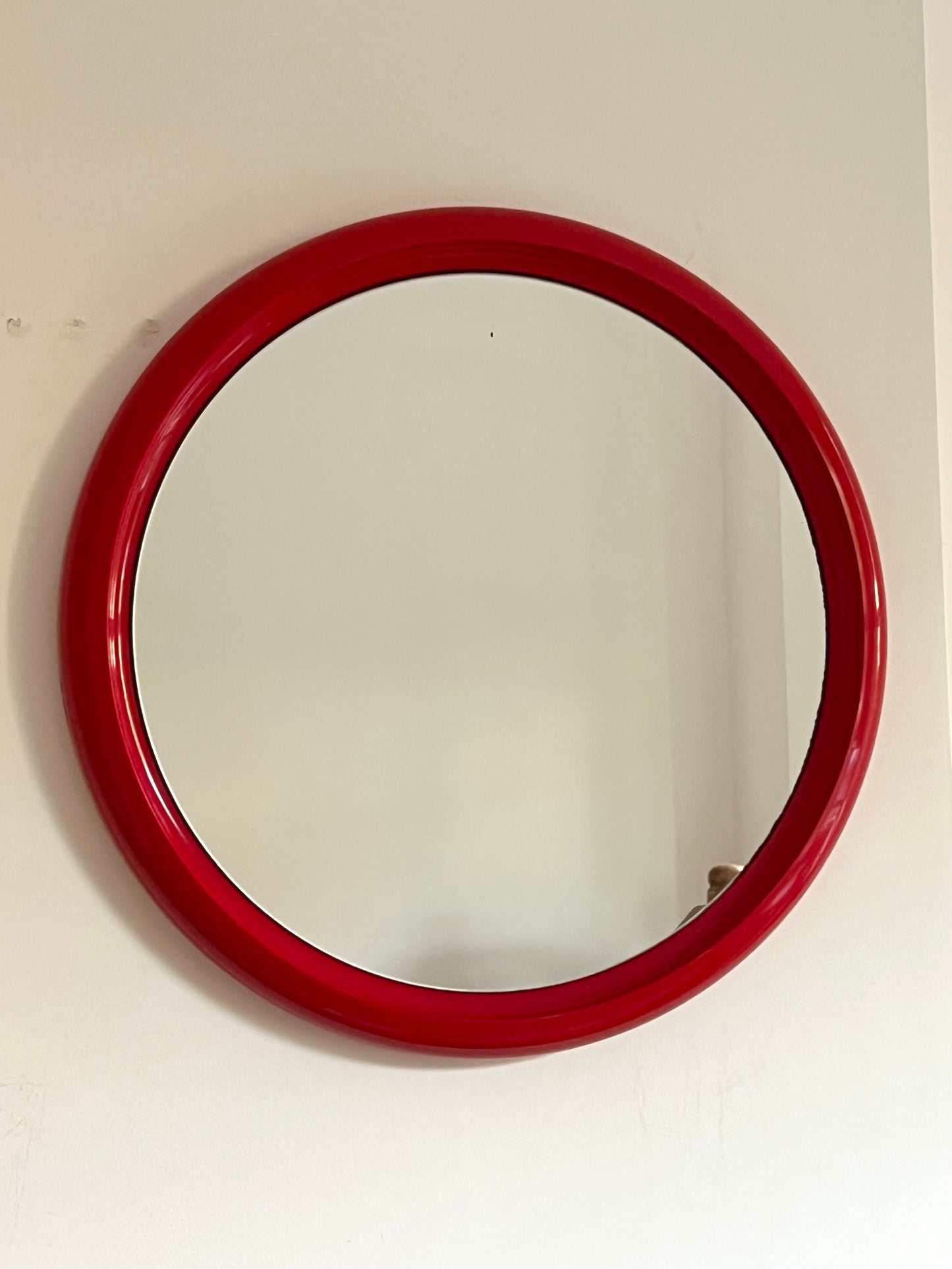 Mid Century Space Age Red Plastic Mirror