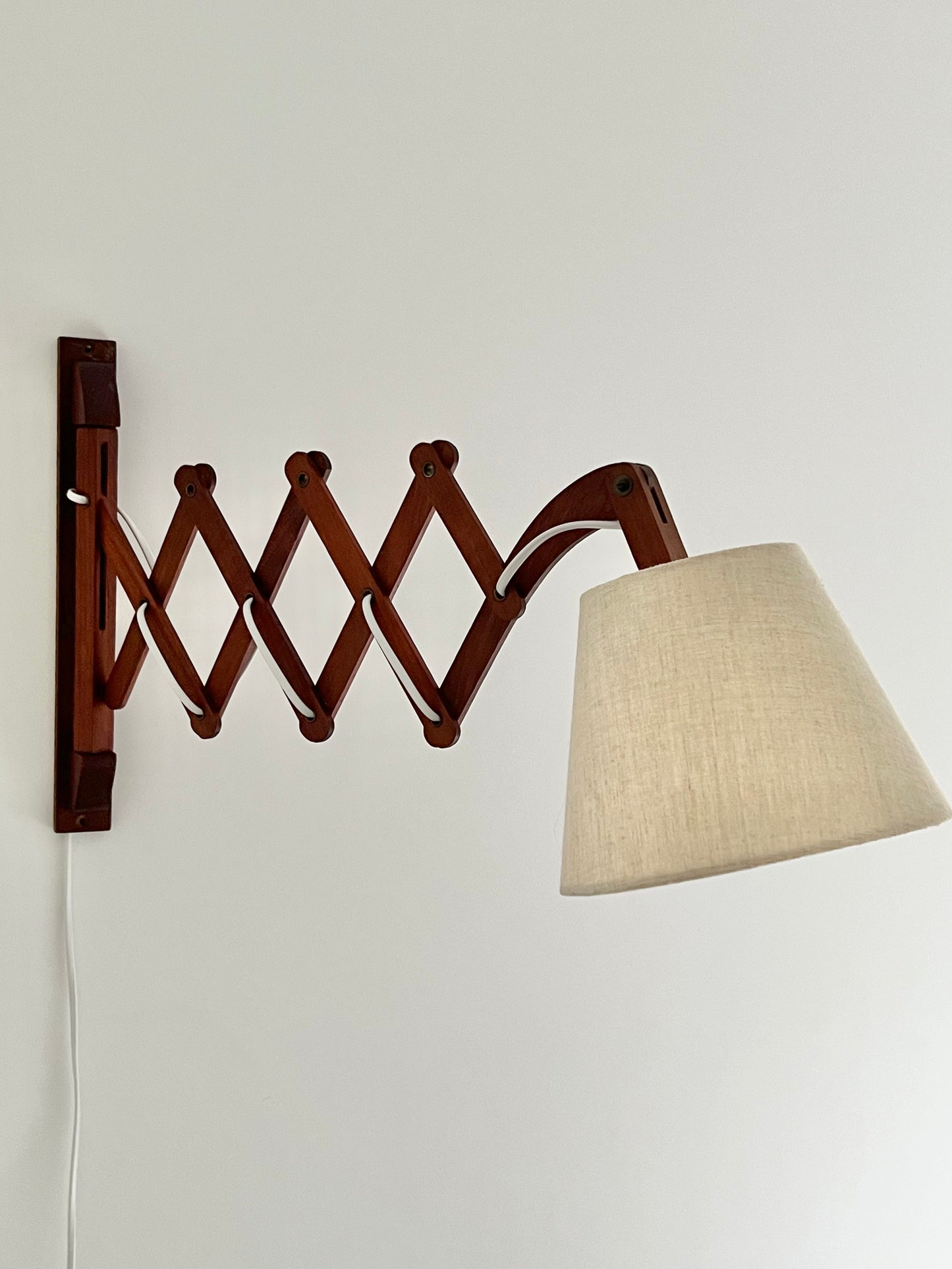 Mid Century Teak Scissor Wall Lamp