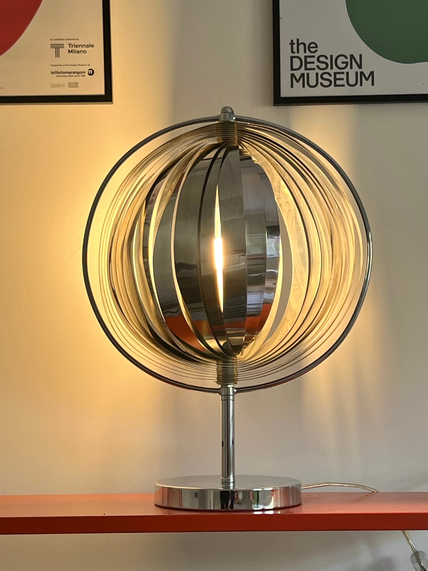 Mid Century Chrome Moon lamp By Kare Design