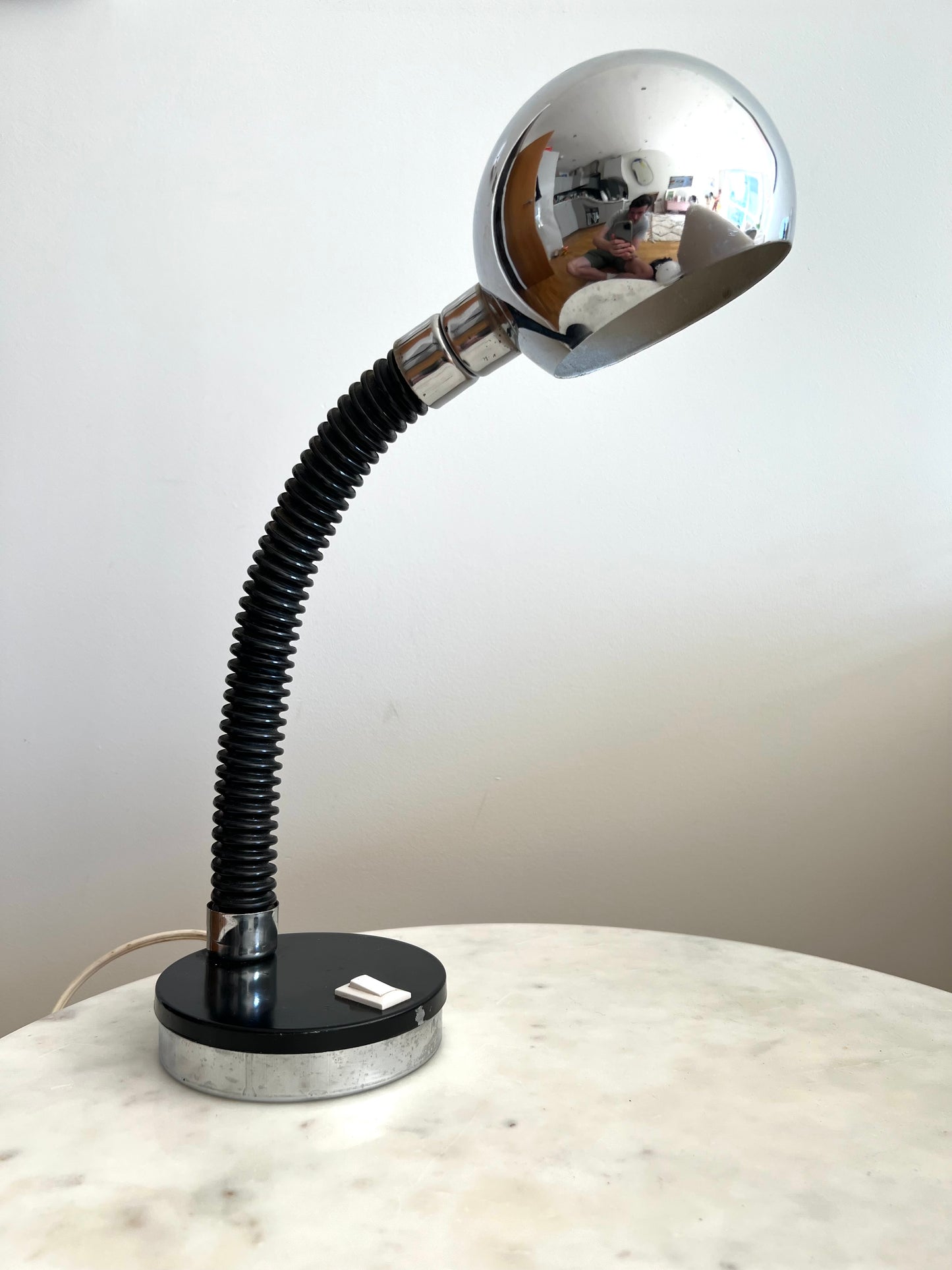 Vintage Mid Century Space Age Black & Chrome Desk Lamp