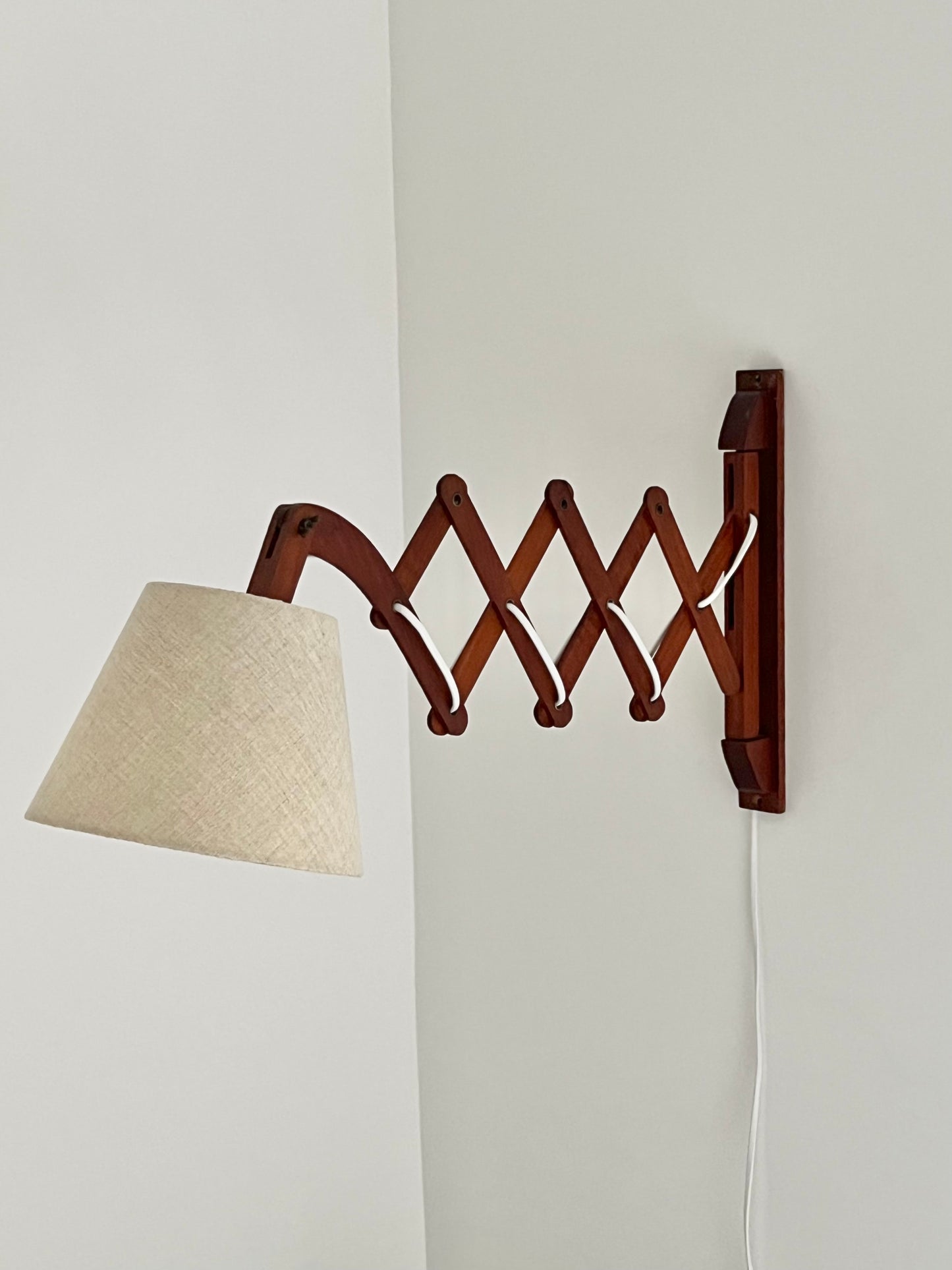 Mid Century Teak Scissor Wall Lamp