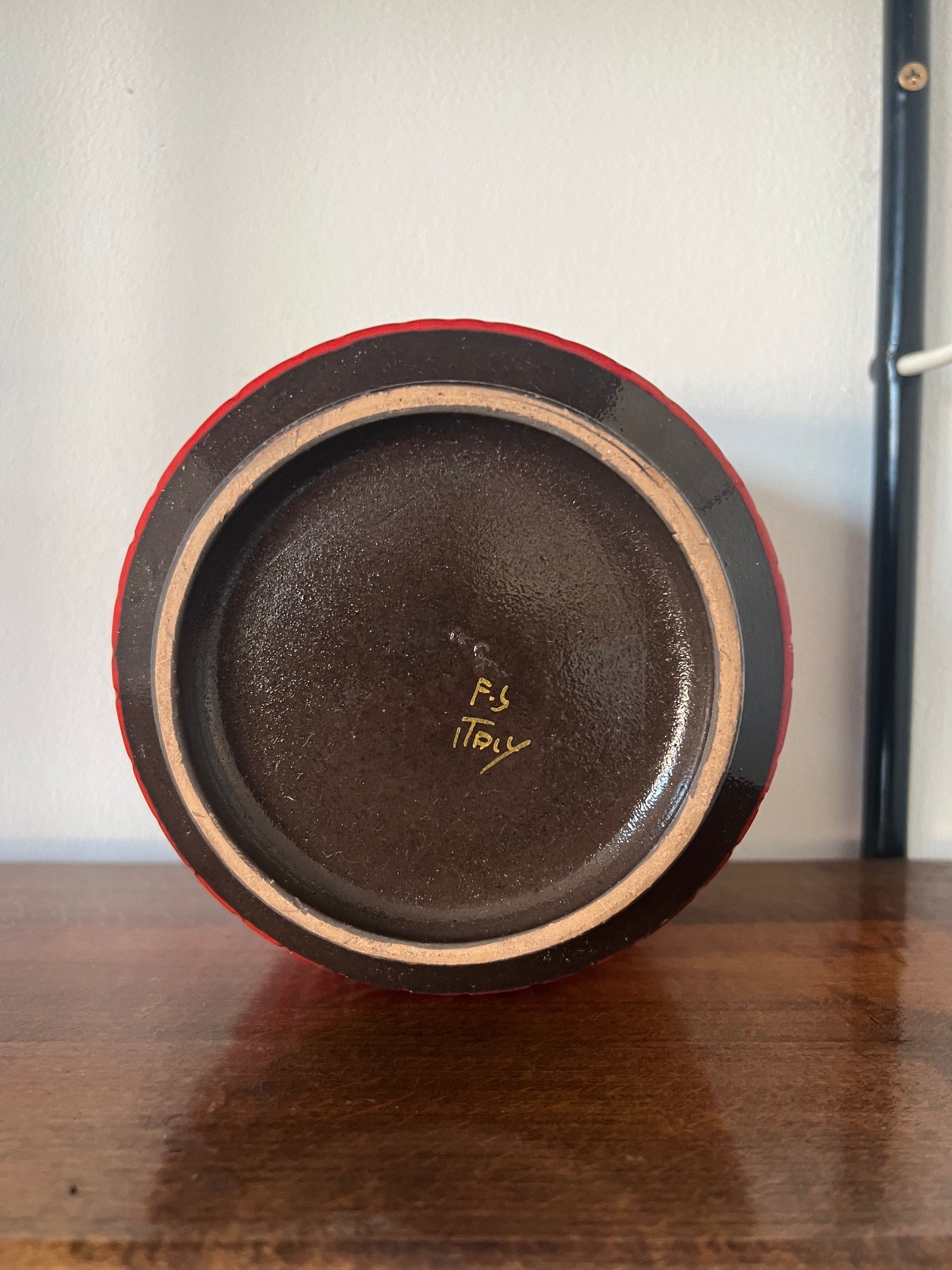 Vintage Mid Century Red Fat Lava Style Plant Pot