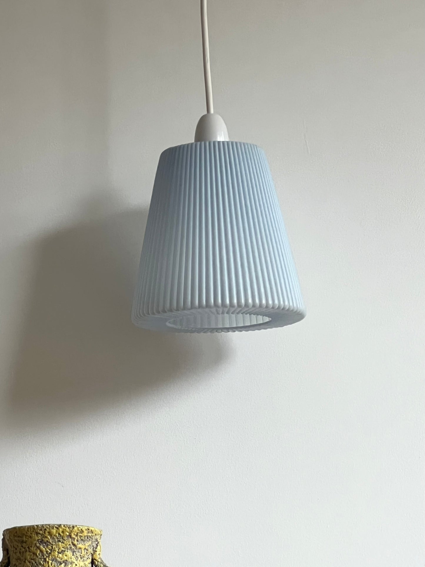 Vintage Mid Century Blue Moulded Plastic Pendant Lampshade