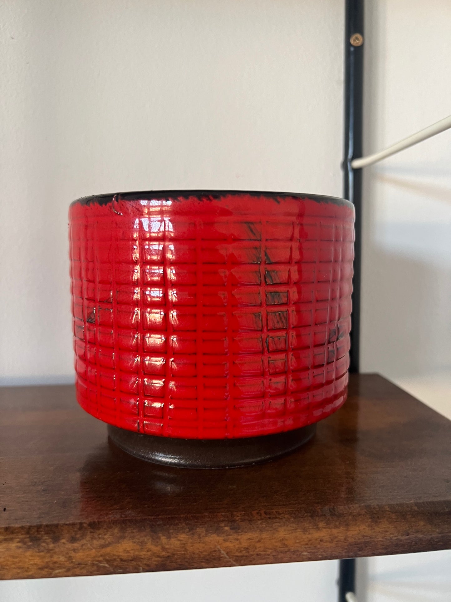 Vintage Mid Century Red Fat Lava Style Plant Pot
