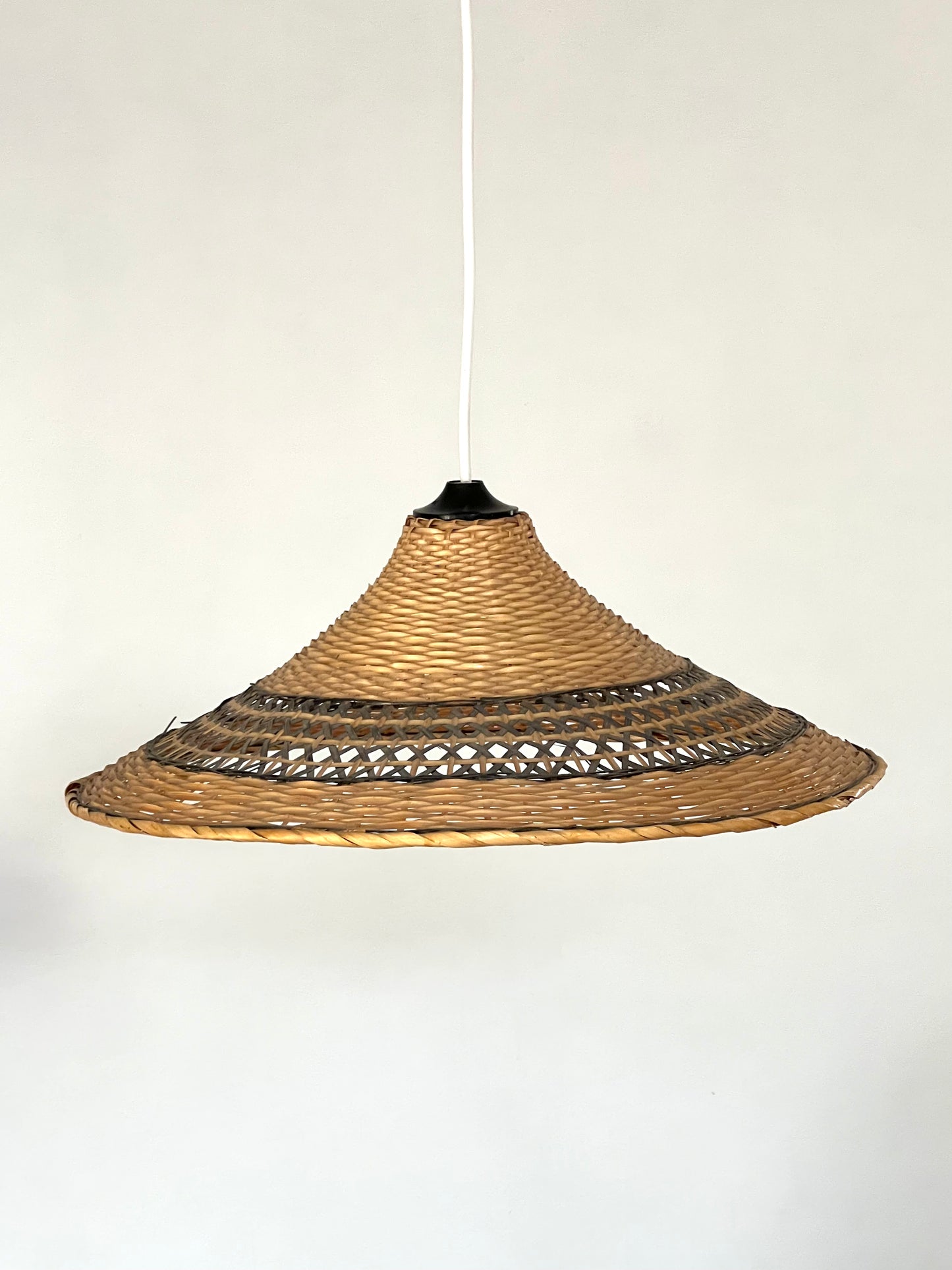 Mid Century Large Rattan & Wicker Pendant Lampshade