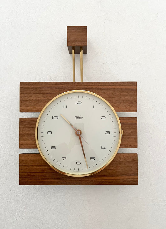 Teak & Brass Wall Clock