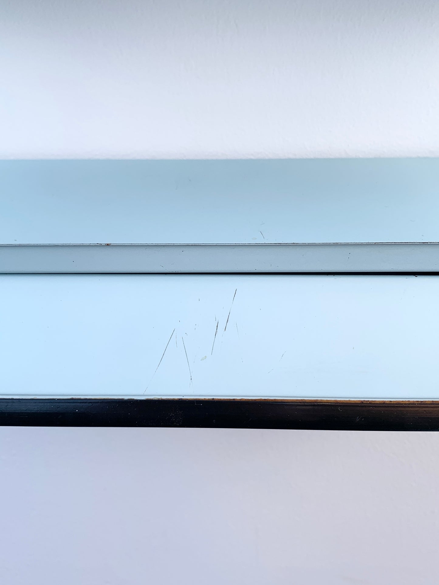 Mid Century Pale Blue Tomado Pocket Shelving Unit with Drawer