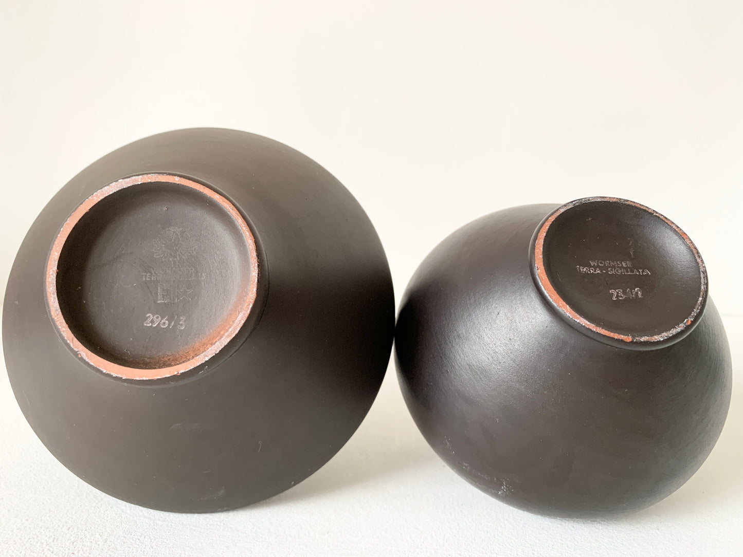 Mid Century Wormser Terra-Sigillata Pottery Vase, Set of 2