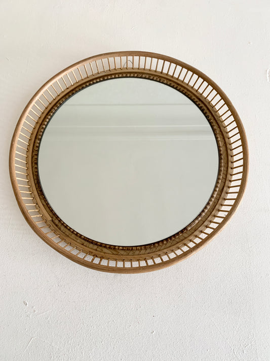 Mid Century French Rattan & Cane Mirror