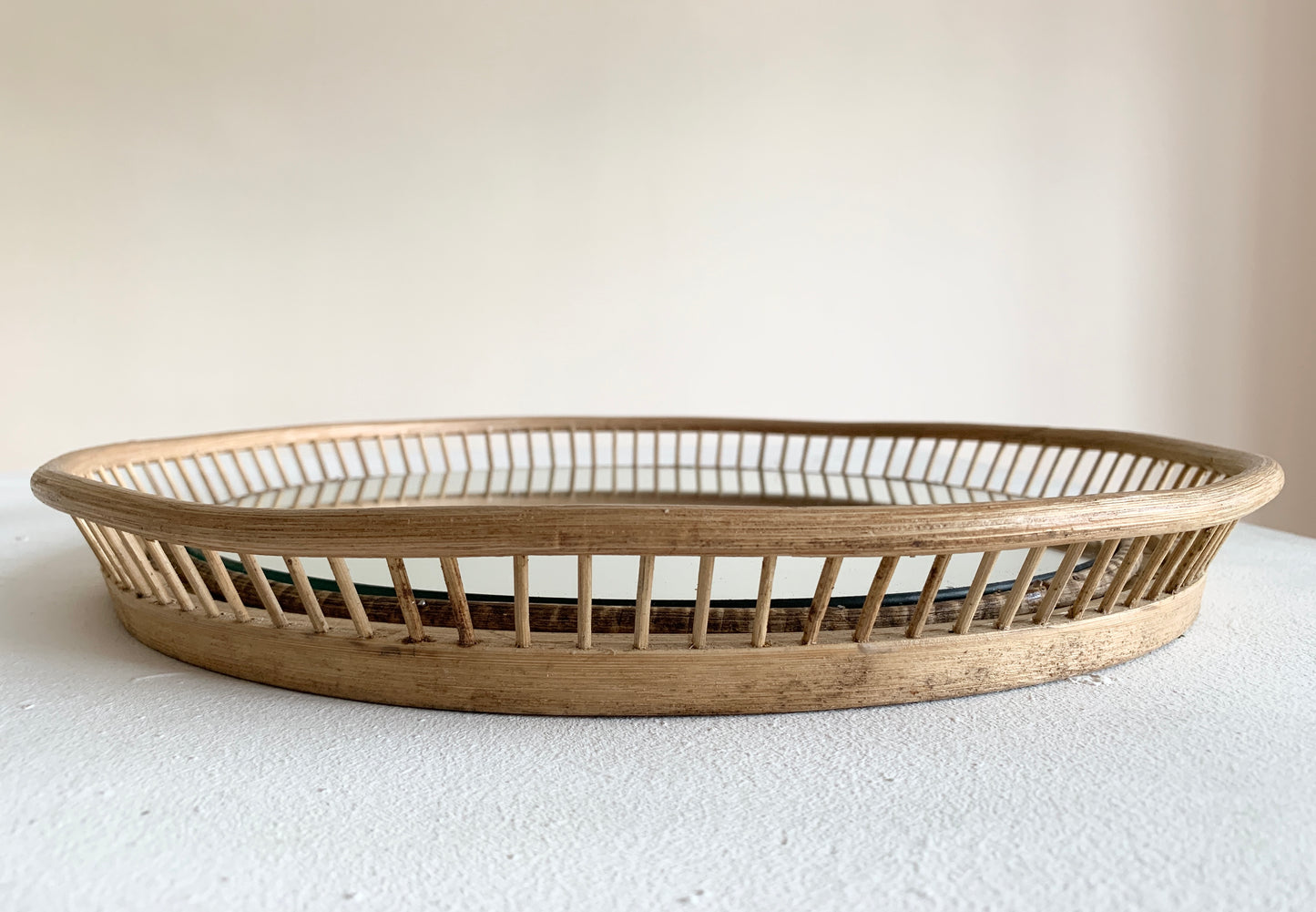 Mid Century French Rattan & Cane Mirror