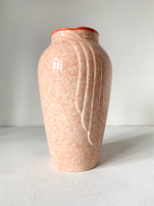 Mid Century Speckled Pink Glazed Vase