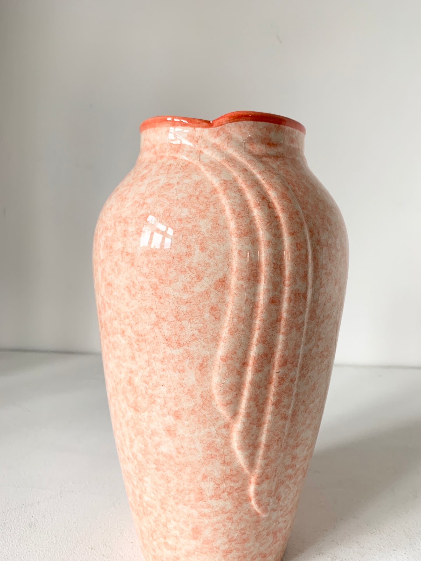 Mid Century Speckled Pink Glazed Vase