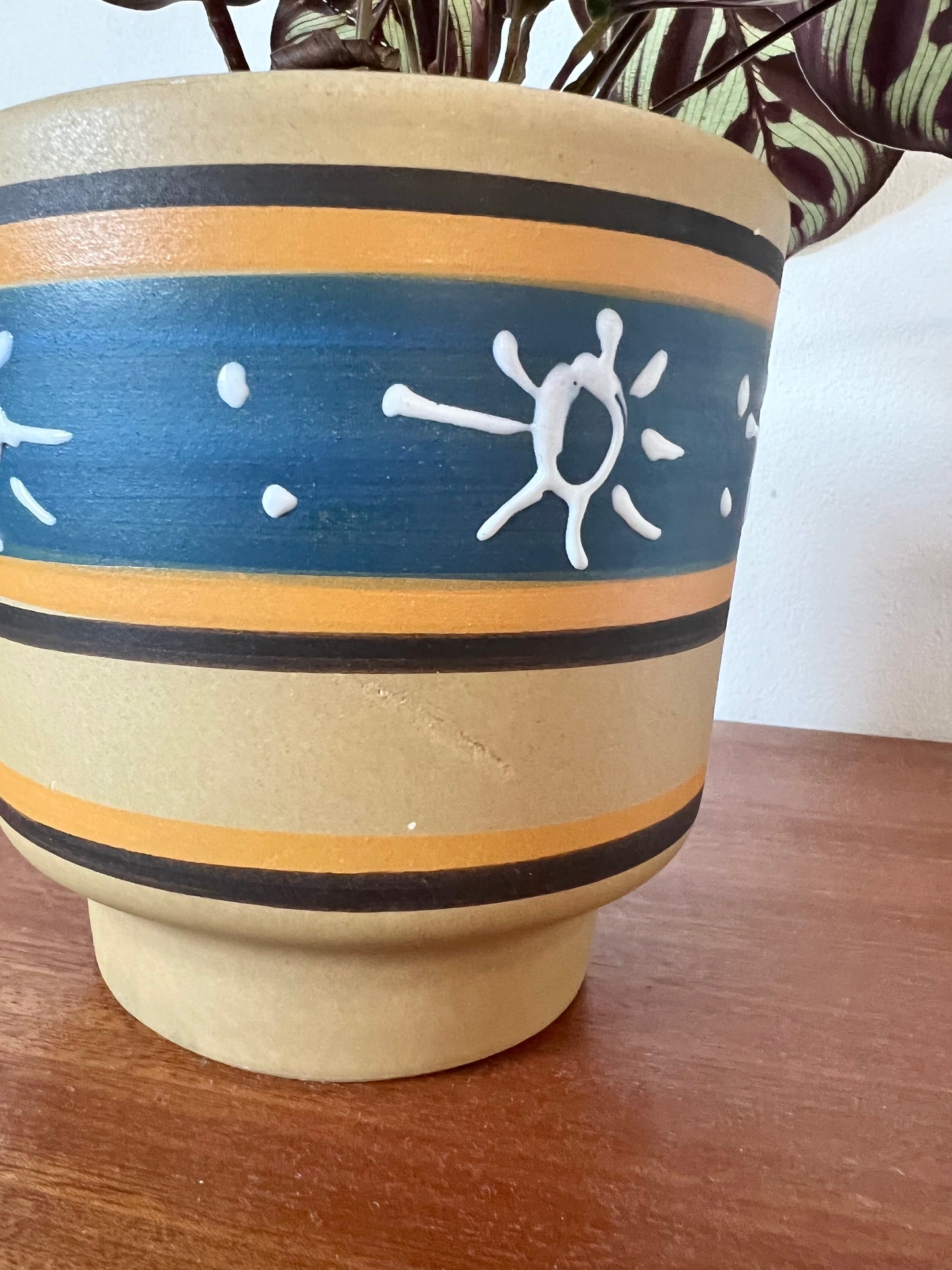 Mid Century Patterned plant pot