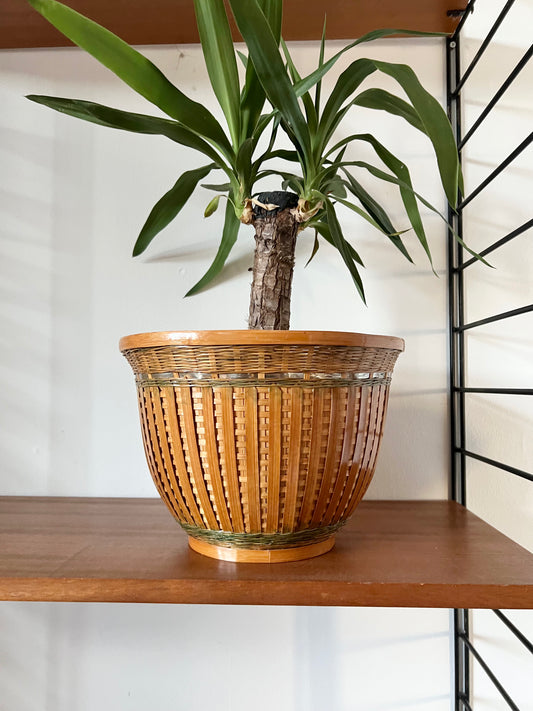 Vintage Retro Mid Century XL Rattan plant pot