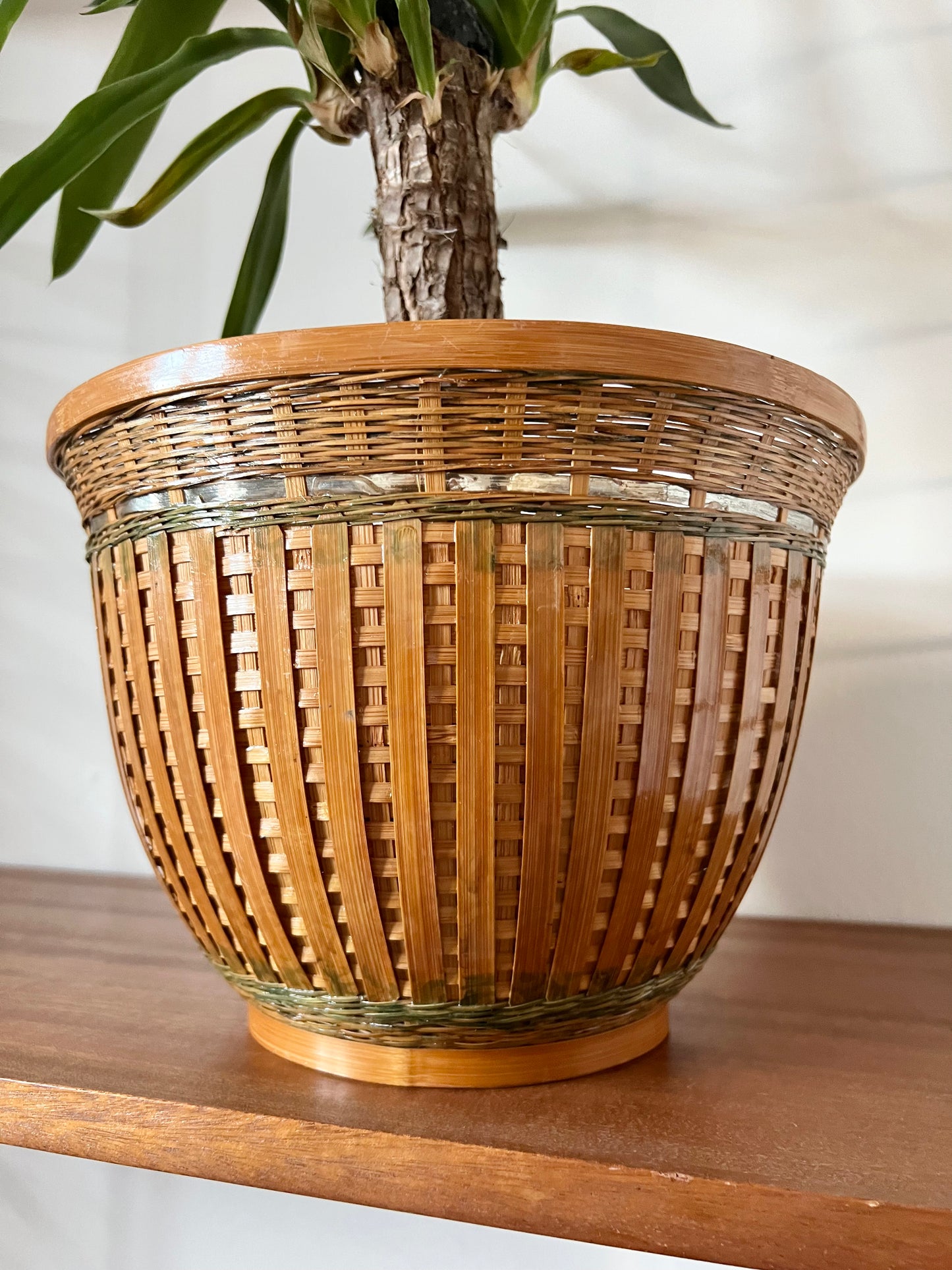 Vintage Retro Mid Century XL Rattan plant pot