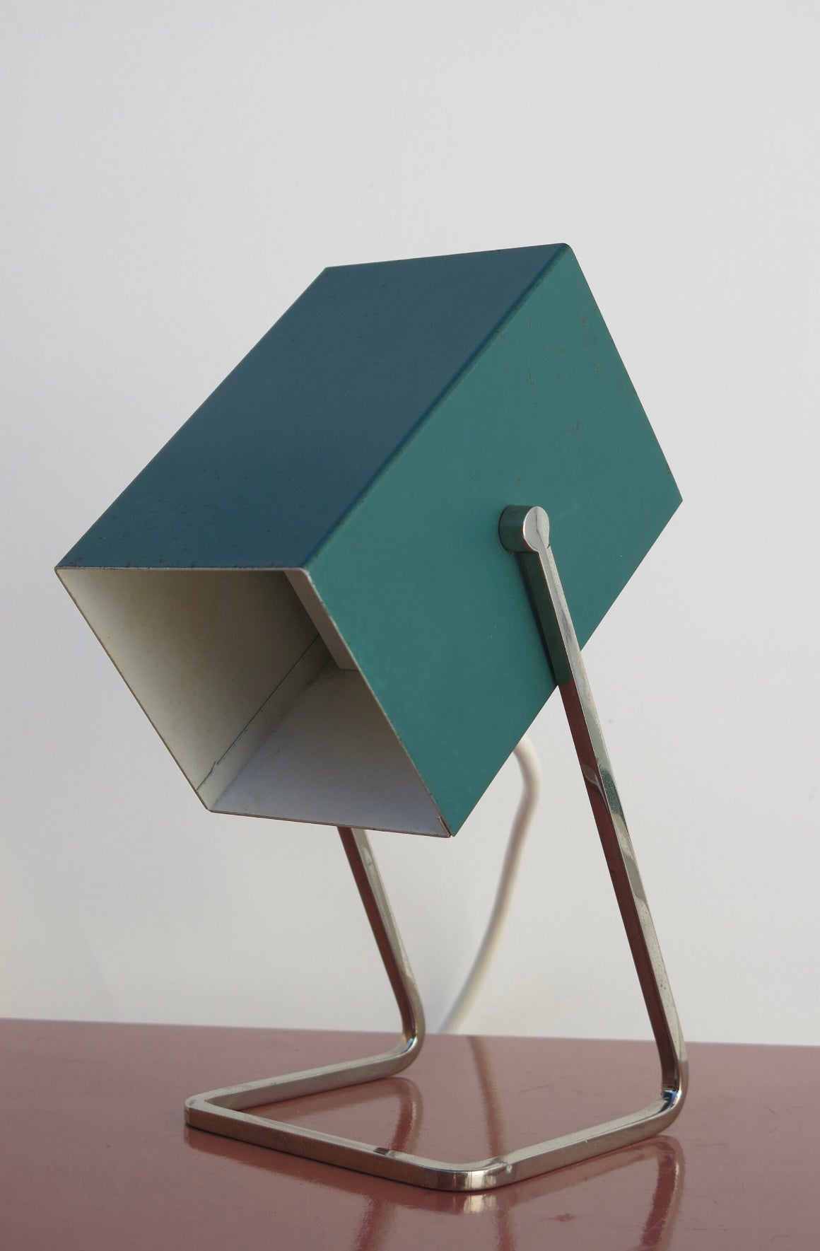 Mid Century Modernist Kaiser Leuchten Turquoise Cube Desk Lamp