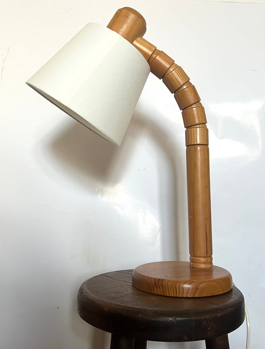 Mid Century Minimalist Brutalist Pine Table Lamp