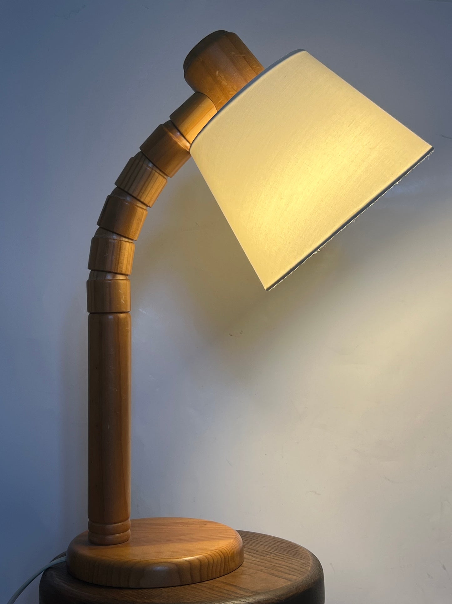 Mid Century Minimalist Brutalist Pine Table Lamp