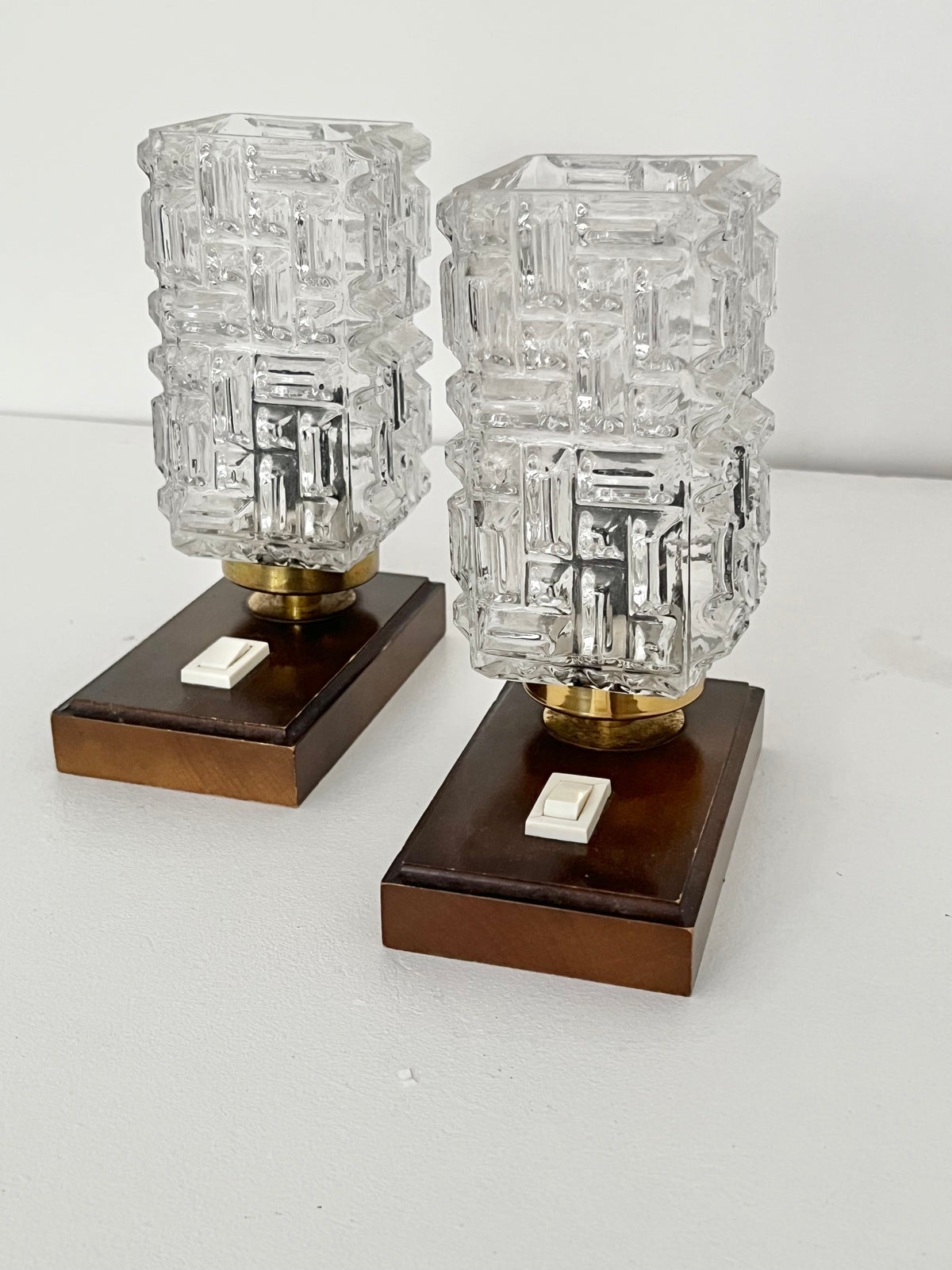 Mid Century Pair of Brutalist Table Lamps