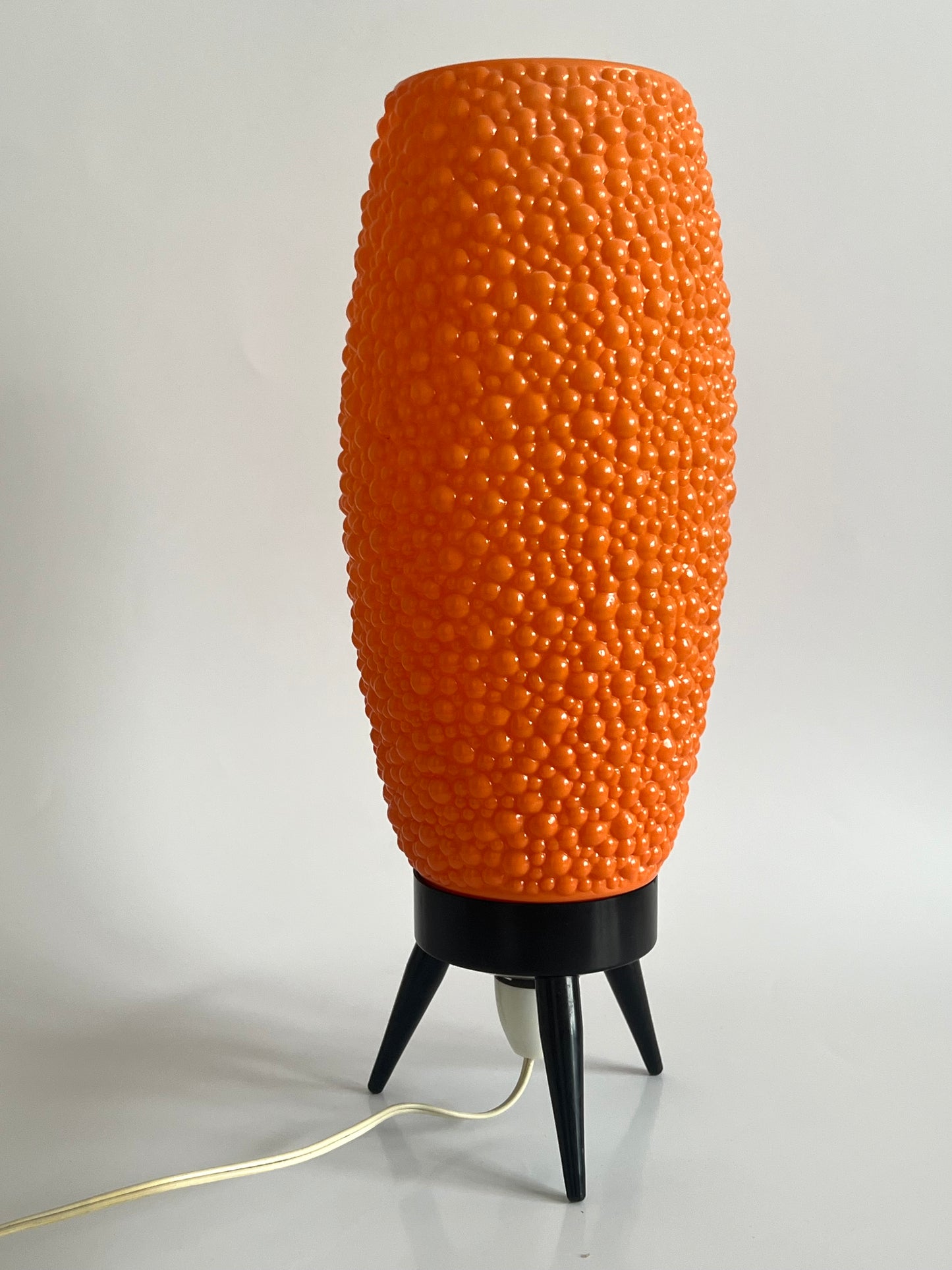 Mid Century Modern Orange Bubble Tripod Lamp