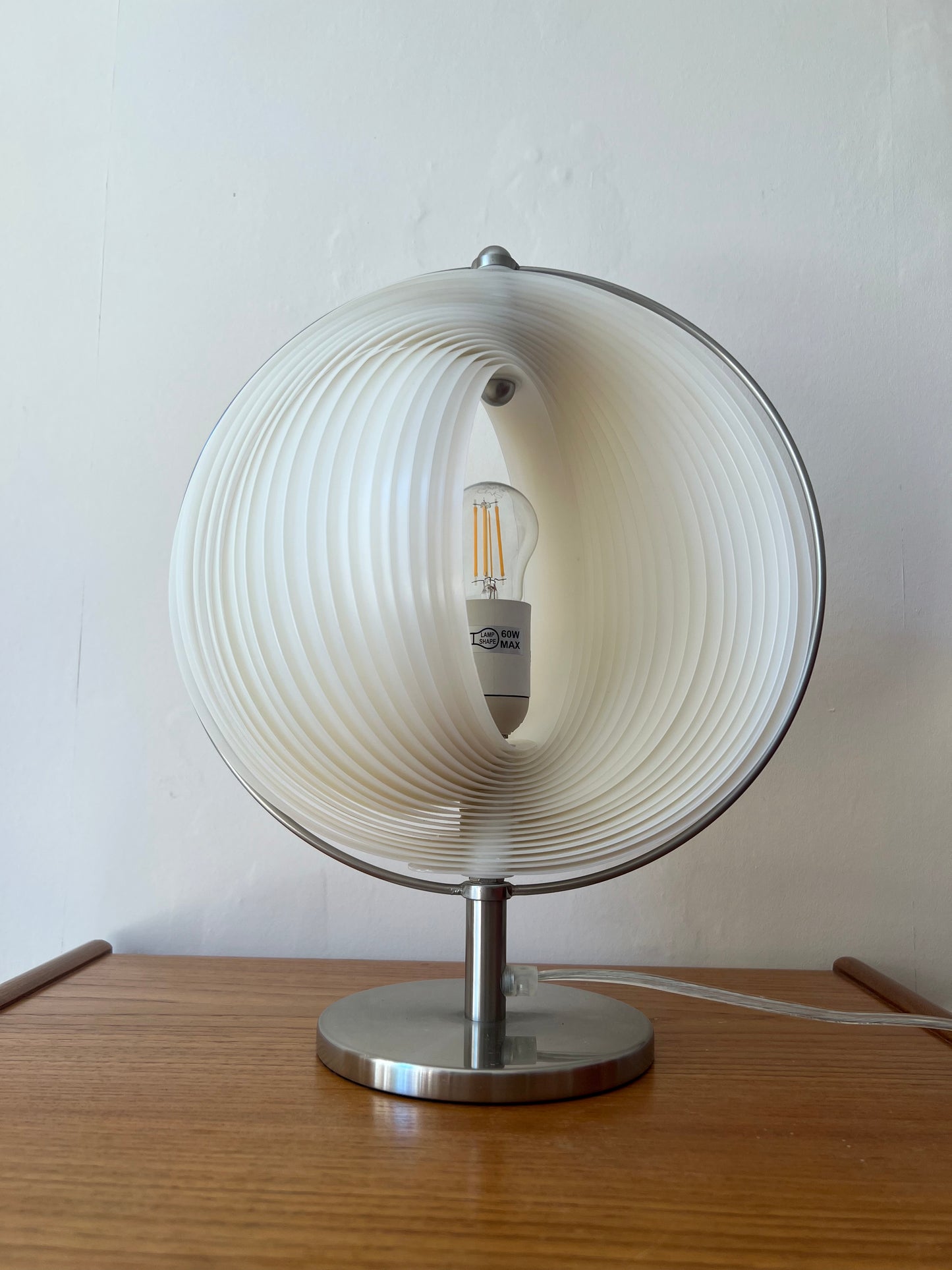 Mid Century White & Silver Moon lamp