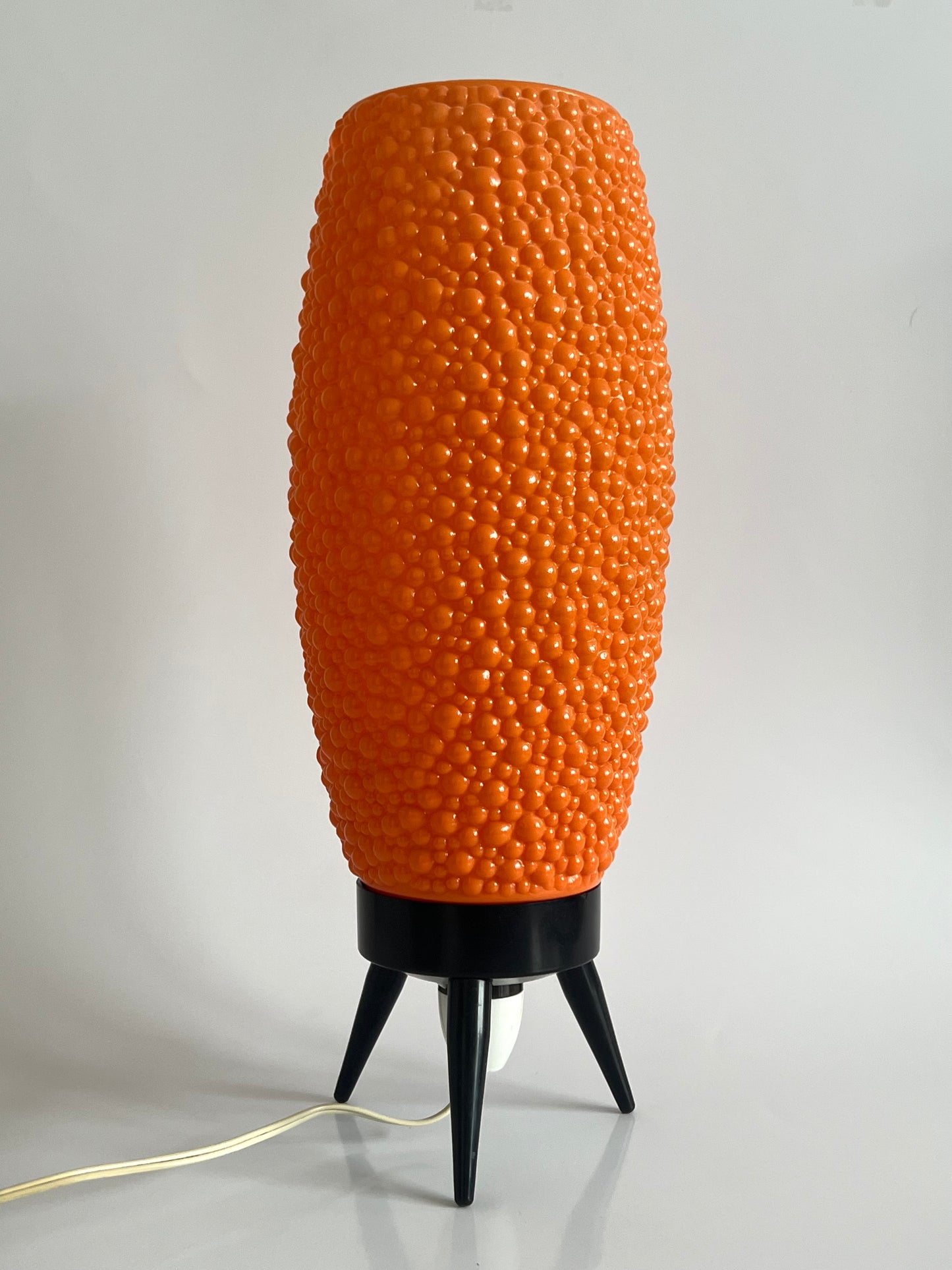 Mid Century Modern Orange Bubble Tripod Lamp